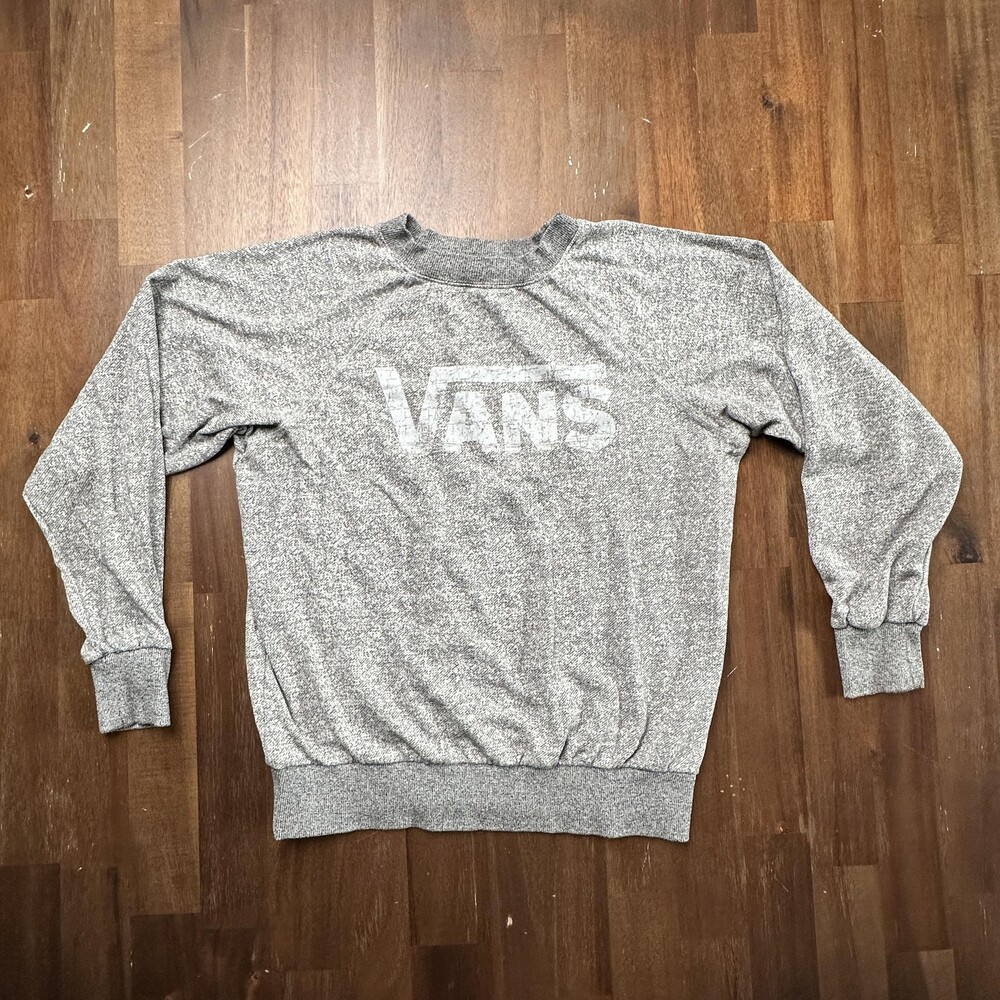 Vans Sweater Mens Large Gray Crewneck Logo Pullover Skateboard Casual Sweatshirt